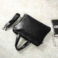 Business Briefcase Men Black Leather Zipper Crossbody Shoulder Computer Bags Waterproof  Handbag