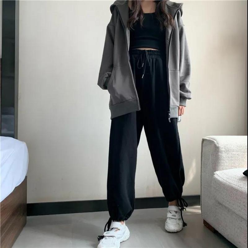 Spring and Summer Pants Women's New Korean Version of Loose and Thin Straight Wide-leg Pants Casual Beamed Harem Pants