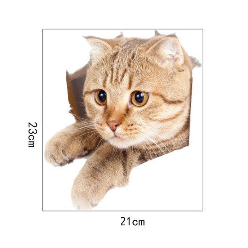 Lovely 3D Cat Wall Stickers Removable Durable WC Toilet Sticker Home Decoration Cartoon Animal Cute Window Bedroom Bathroom Kitchen Accessories