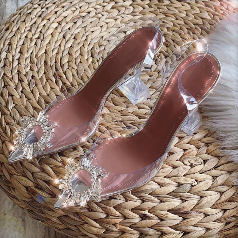 Women Transparent Sandals Female Summer Thin Heels Sexy Ladies High Heels with Crystal