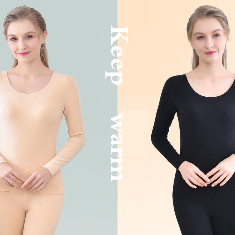 Women Warm Winter Autumn Clothes Thermal Underwear O-neck Tight Suit Thicken Windproof Comfortable Soft Lining Long Sleeve High Elasticity Slim