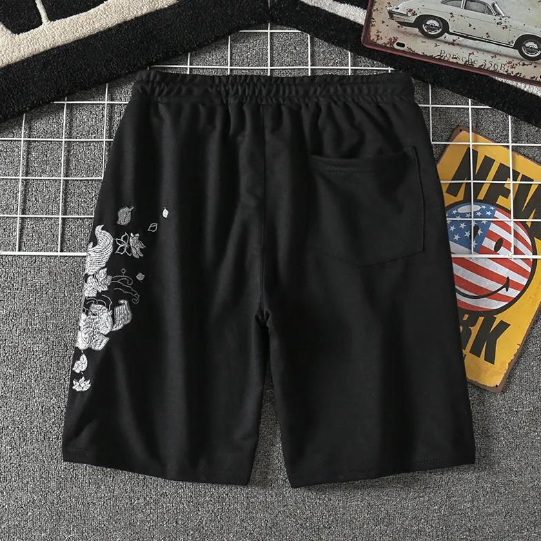 Embroidered Shorts Men's Summer Chinese Style Carp Embroidery Five-point Pants Tide Brand Men's Casual Sports Trend