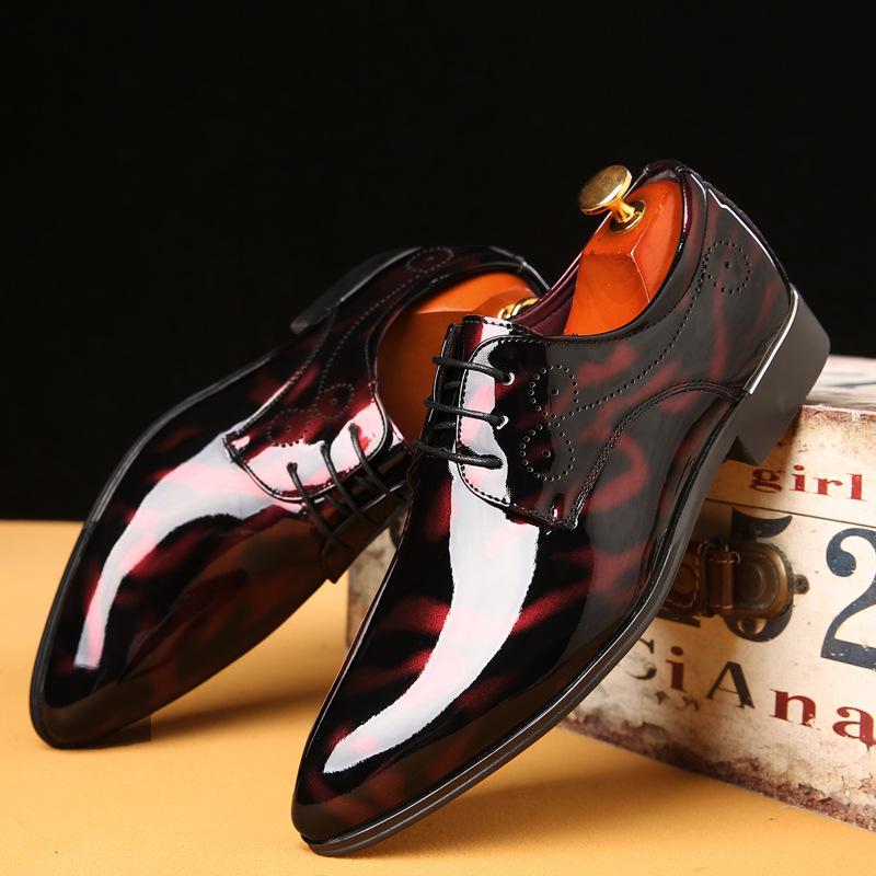 Pair of Shoes Business Leather Casual Comfortable Flat Men Pointed Toe Wedding Dress Shoes