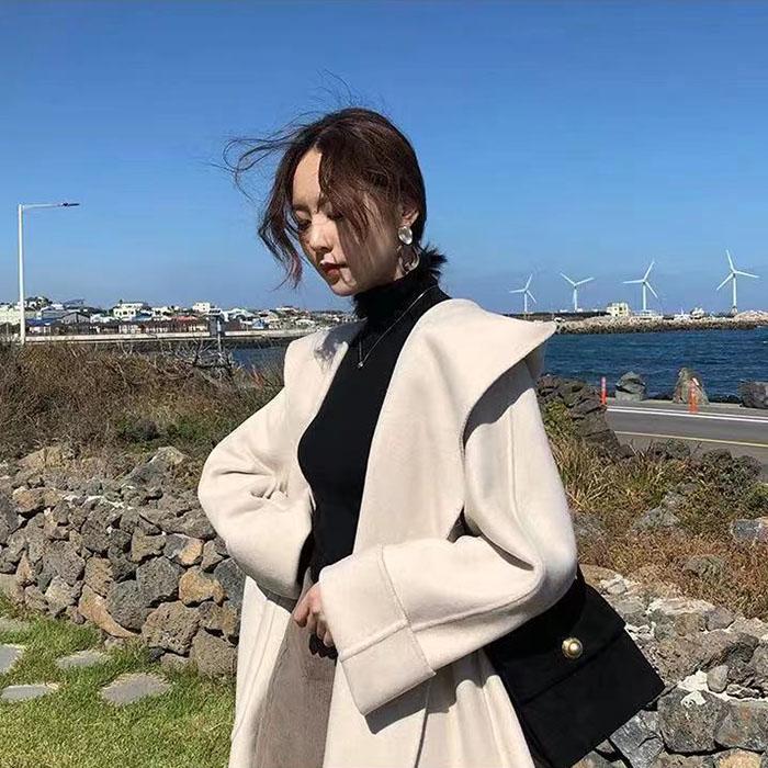 Double-sided Autumn and Winter All-match Woolen Coat French Cloak Woolen Coat Female Student Jacket