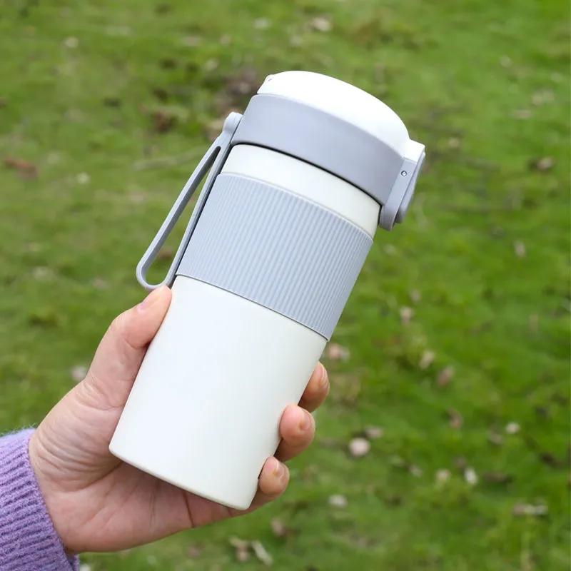 Straw Thermos Cup Girls Water Cup Student Portable Coffee Cup Portable Thermos Cup Large Capacity Cup