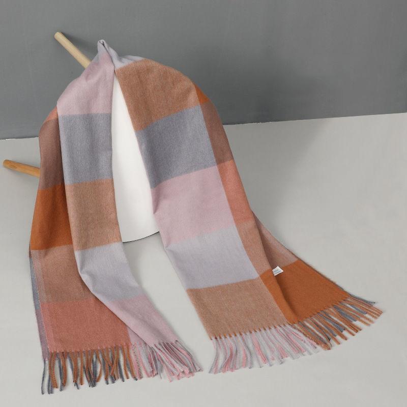 Imitation Cashmere Plaid Winter Scarf Women Winter Models All-match Thick Warmth Tassel Shawl Dual-use Scarf Soft Fabric