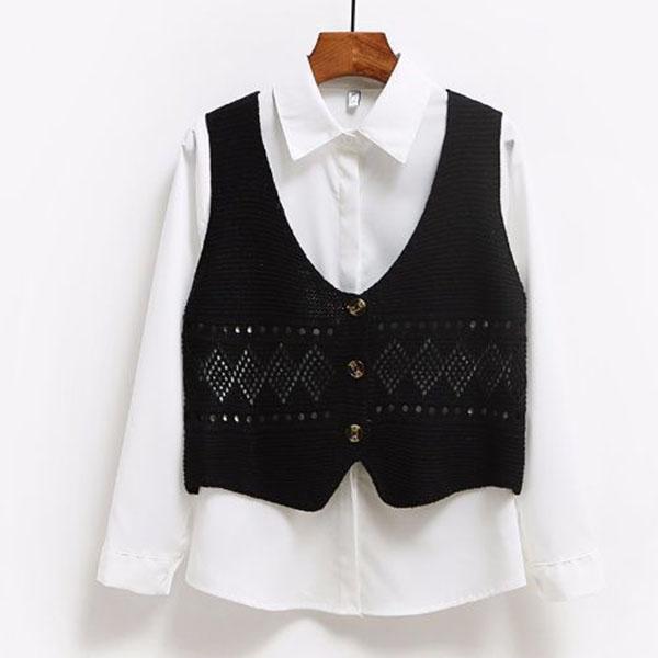 V-neck Loose Openwork Sweater Waistcoat Crocheted Waistcoat All-match Sleeveless Sweater Women Short