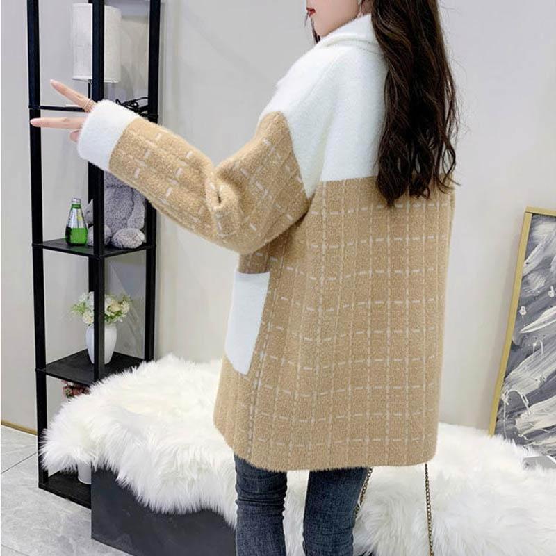 Student Spring and Autumn Woolen Coat with Mink Fleece