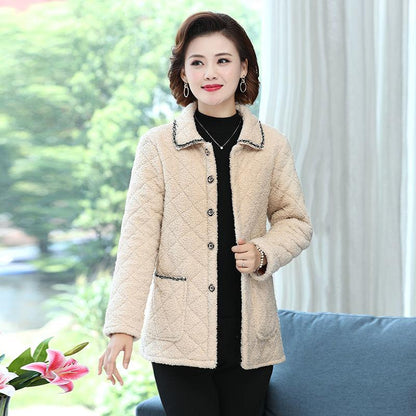 2021 Cotton-padded Jacket Women's Winter Plus Velvet Thickening Imitation Lamb Hair Short Grain Velvet Loose Woolen Coat