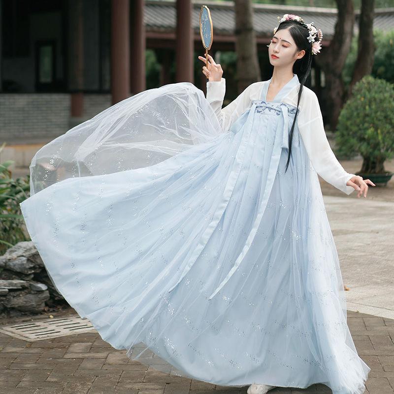 Original Chest Full Skirt Hanfu Women's Genuine Non-period Costumes Daily Spring and Summer Low-cost Hanfu Three-meter Skirt