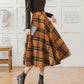 Two Piece Set Women Knitting Korean Elegant Conjunto Femenino Solid Sweater+plaid Long Skirts Autumn Winter Clothing