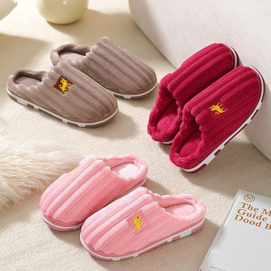 Cotton Slippers Winter Warm Home Home Lovers Non-slip Thick-soled Month Shoes Men and Women Cute Plush Drag