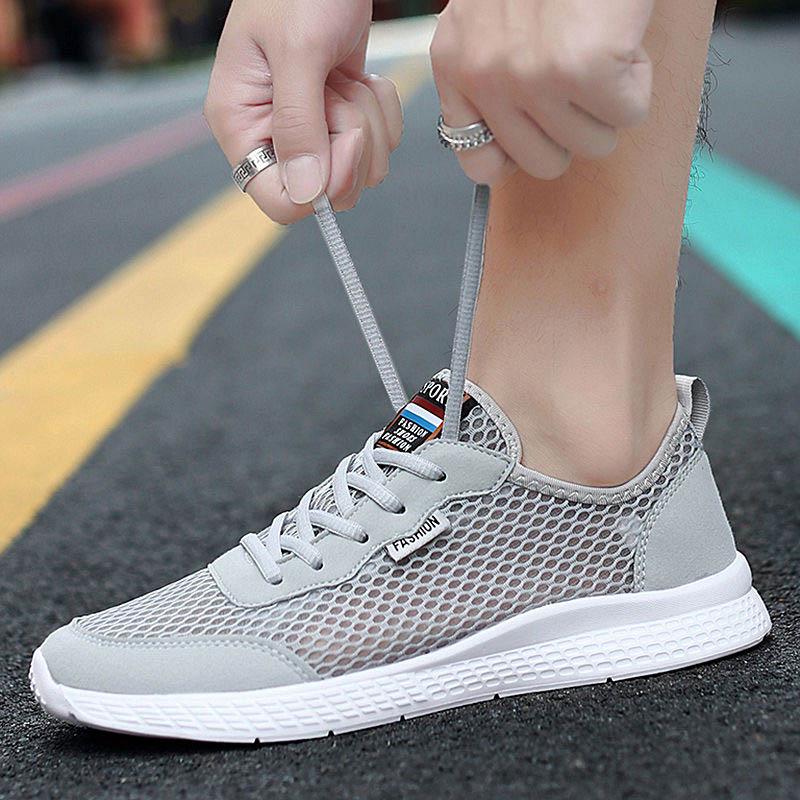 Plus Size 39-47 Summer Men Sneakers Lightweight Breathable Basketball Running Shoes Deodorant Flying Woven Mesh Casual Shoes