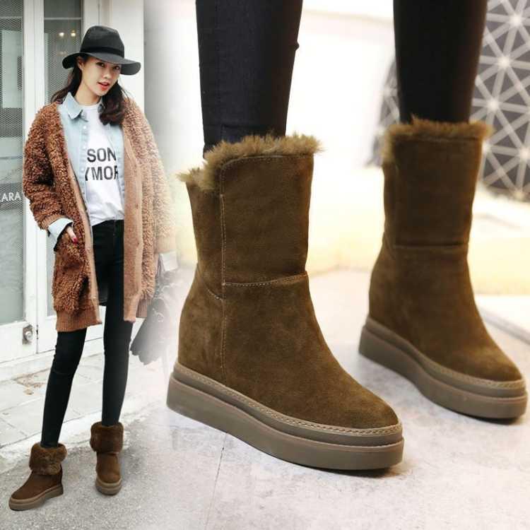 Women Snow Boots Winter Warm Fur Lined Casual Short Boots Winter Non-slip Martin Boots Size 35-40