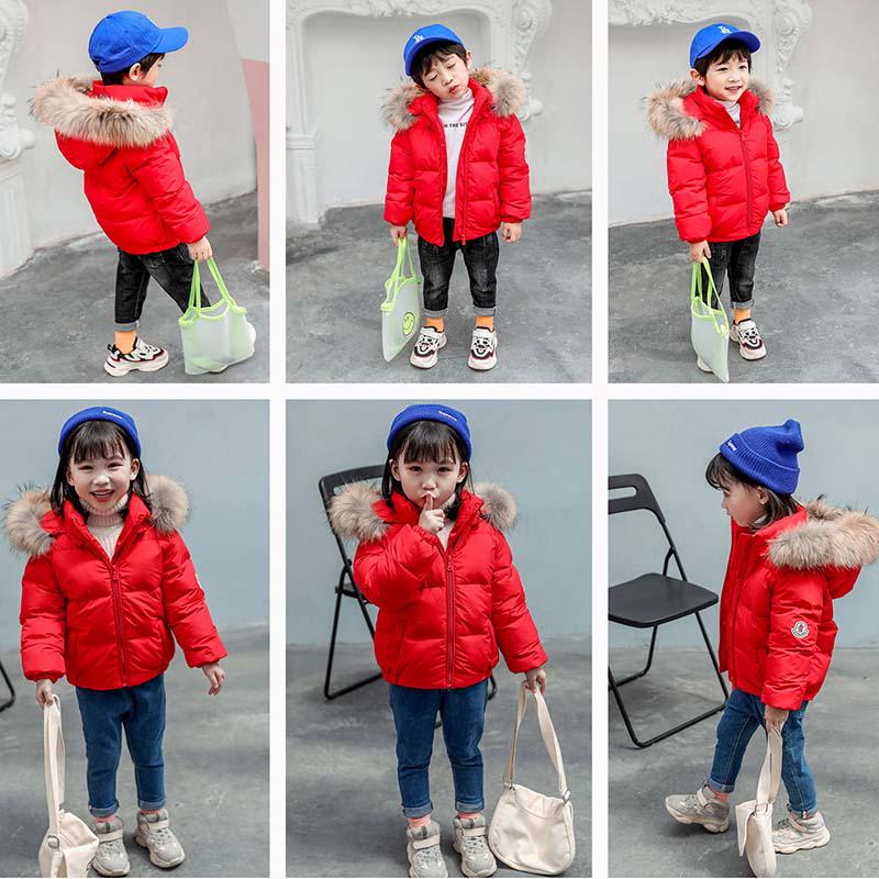 Winter Jacket for Girls Boys Toddler Padded Jacket Kids Boys Casual Fur Collar Hooded Warm Coats