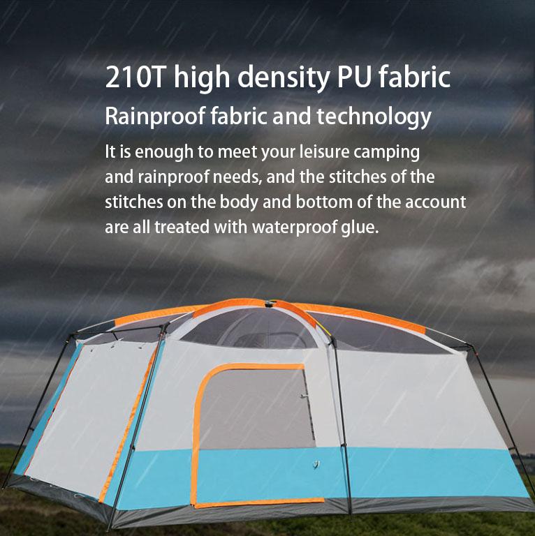 Outdoor Tent Two Rooms and One Living Room 4 To 6 People Thick Rainstorm Camping Tent