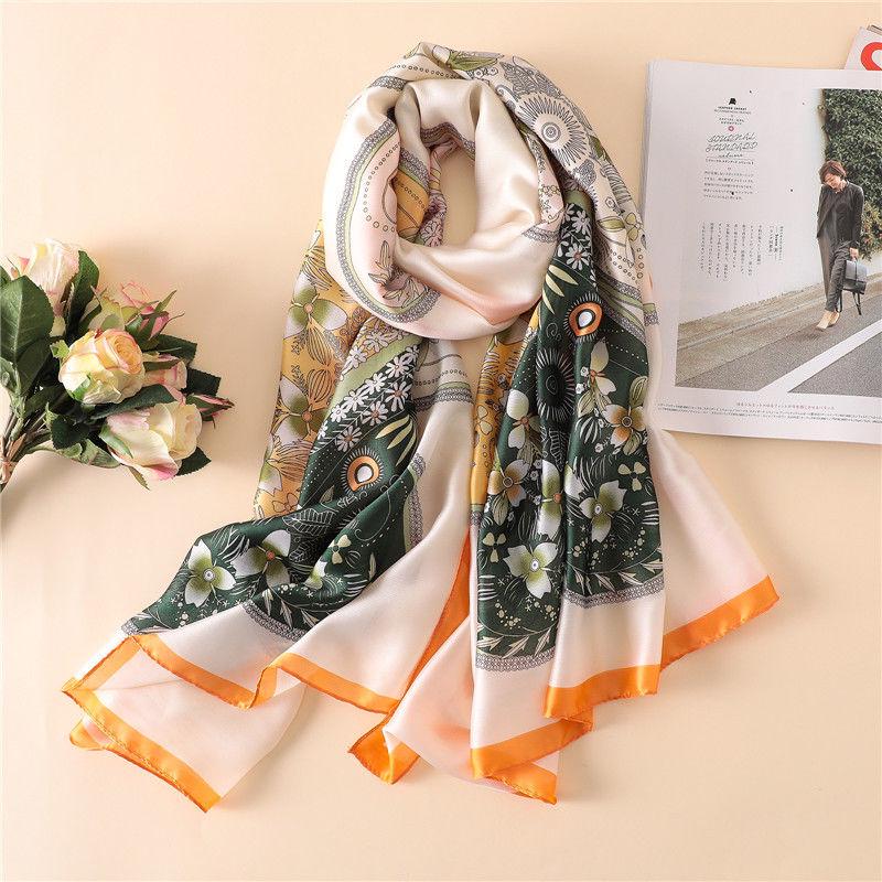 Scarves Ladies Gorgeous Fashion Square Printing Silk Scarf Women's Decorative Shawl