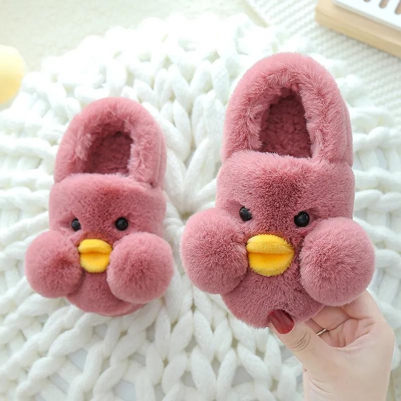 Winter Slippers for Girls Boys Winter Warm Shoes Cute Cartoon Duck Indoor Home Slippers House Bedroom Kids Baby Childrens Sliders Floor Shoes