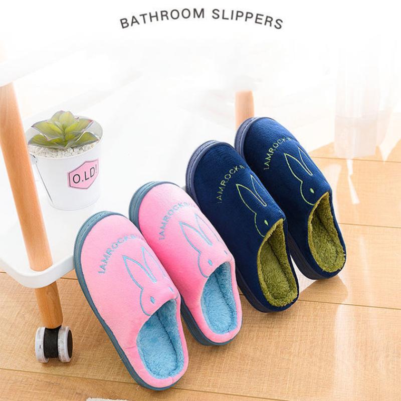 Winter Unisex's Cotton Slippers Non-slip Warm Couples Plus Velvet Thick Bottom Plush Slippers