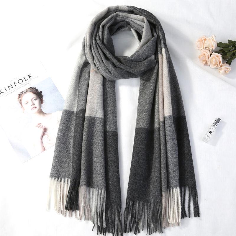 Winter Women Real Cashmere Solid Scarf Thicken Warm Shawls and Wraps Female Scarves Ladies