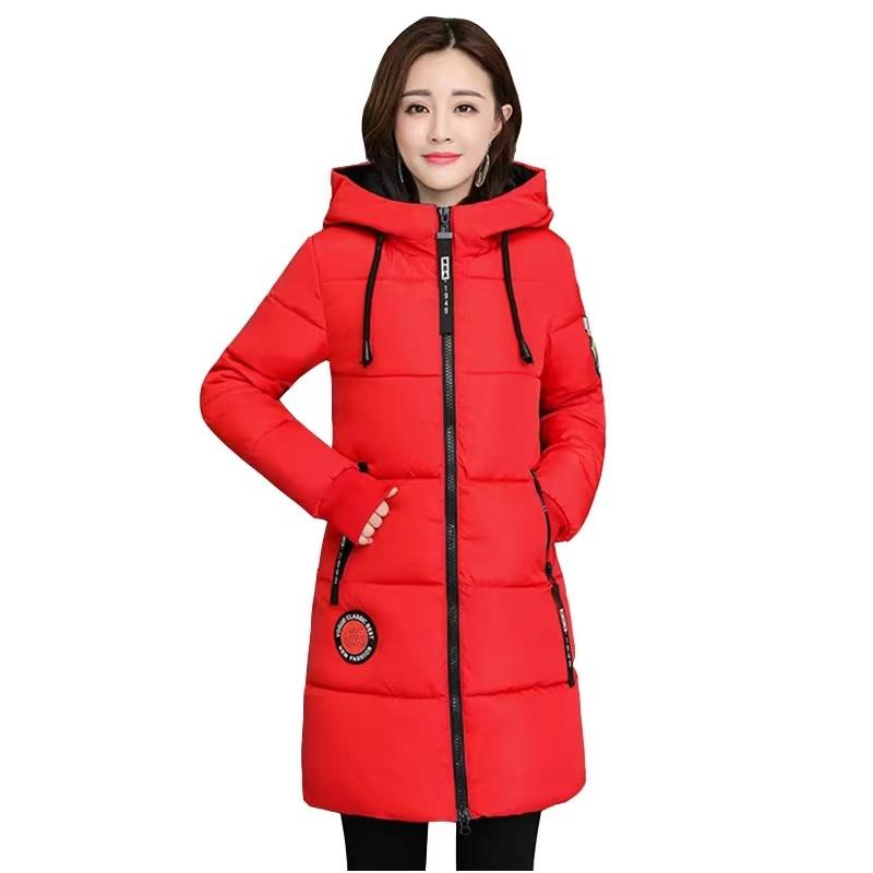 Parka Women Winter Jacket Down Cotton Coats Mid-length Hooded Outwear Female Parkas Thick Warm Cotton Padded Slim Medium Long Basic Coats