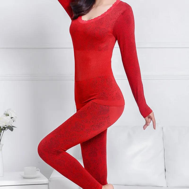 Autumn and Winter Women's Clothes and Long Trousers Sexy Slim Body Bottoming Underwear Round Neck Thin Thermal Underwear Suit Female Students