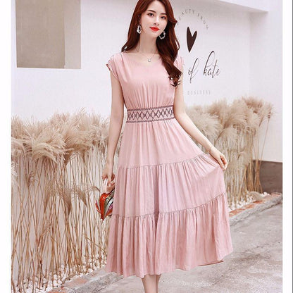 Womens Boho Solid Dress O-Neck Ladies Dresses Women Dress Sundress Maxi Dress Vestidos Verano