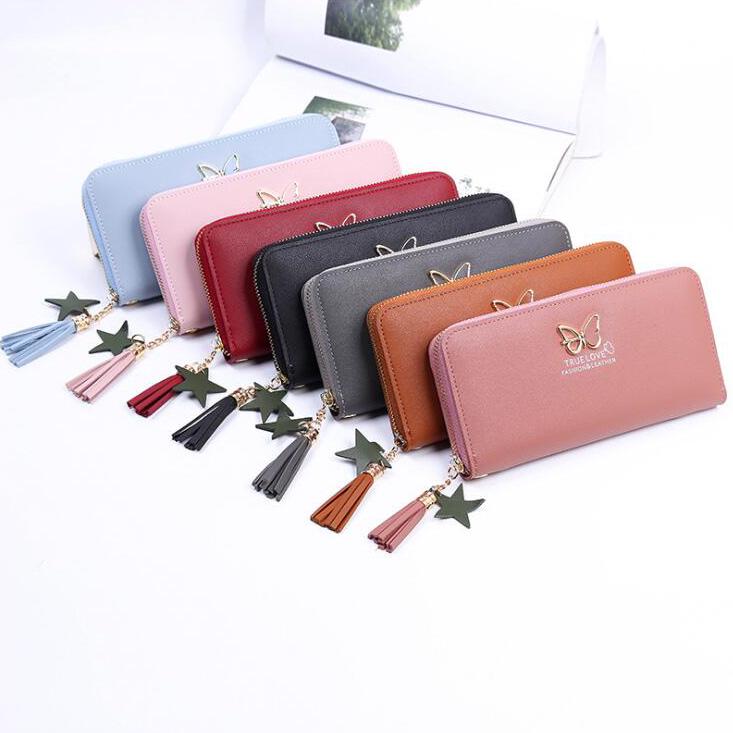 Women Wallets Cards Holder Lady Purses Money Bags Coin Purse Long Woman Clutch Zipper Butterfly Wall