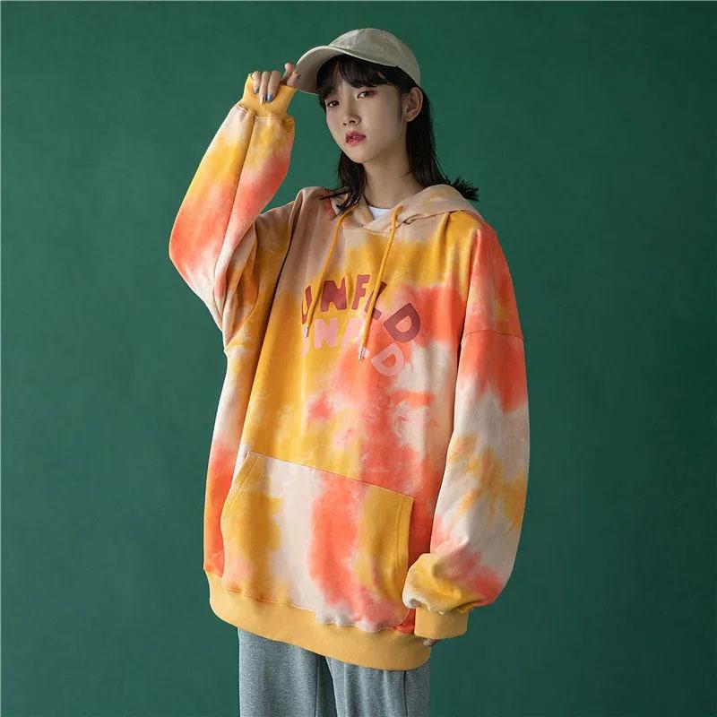 Female Tie-dye Sweater Spring and Autumn Student Thin Section Long-sleeved Pullover Sweater Ins Korean Style Loose College Style Top Coat