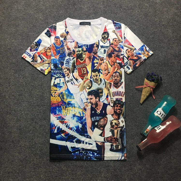 Basketball clothes men's summer 3D printing short-sleeved T-shirt basketball star T-shirt large size