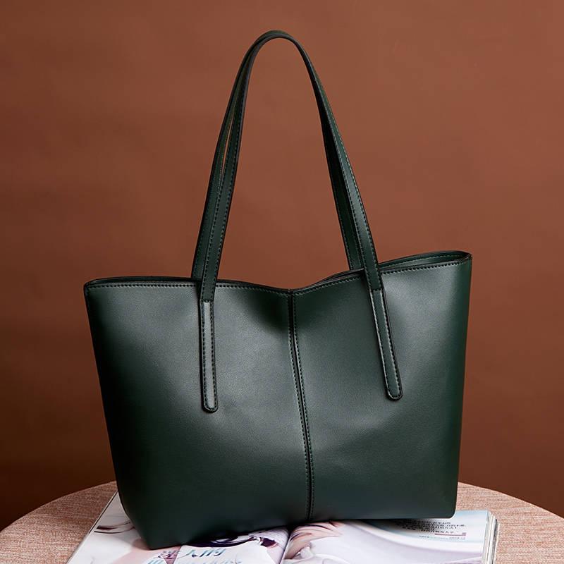 All-match Four Seasons Large-capacity Tote Bag Soft Leather Fashionable Mother Bag Korean Style Single Shoulder Bag