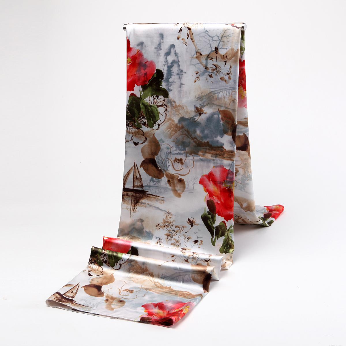 Scarves Women Silk Scarf Fashion Flower Print Square Head Scarves Lady Shawls Silk Women Scarf