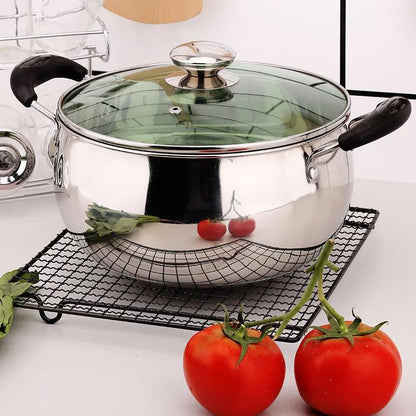 Extra-thick and Large-capacity Stainless Steel Soup Pot Household Soup Stew Pot for Cooking Porridge Noodle Milk Pot Induction Cooker