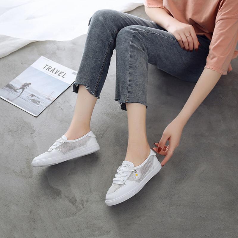 2021 New Spring Summer All-match Mesh Breathable Sneakers All-match Casual White Shoes Lazy Shoes Tide