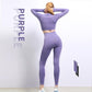 2PCS Women's Seamless Fitness Yoga Clothing Set Sports Long Sleeve Pants Set Bodybuilding Two Piece Set Tracksuit  Active Wear Athletic Clothing Sets