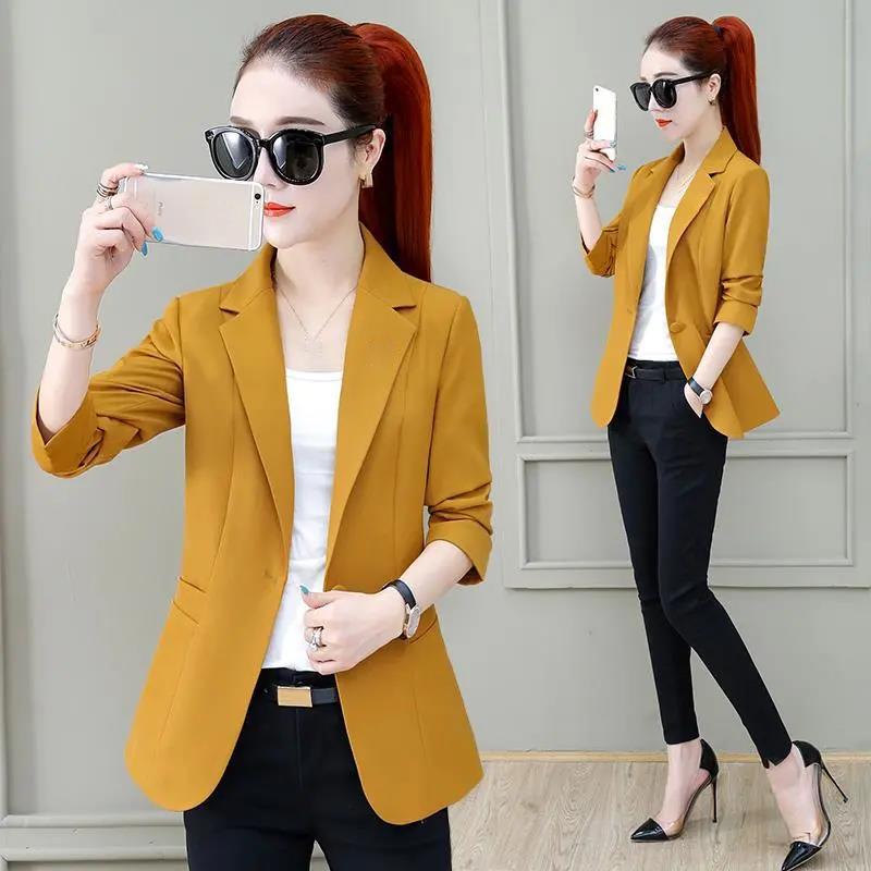 Short Paragraph Suit Jacket Female Spring and Autumn Thin Section Temperament Elegant Ladies Suit Jacket Slim Suit Jacket Women's Casual Jackets