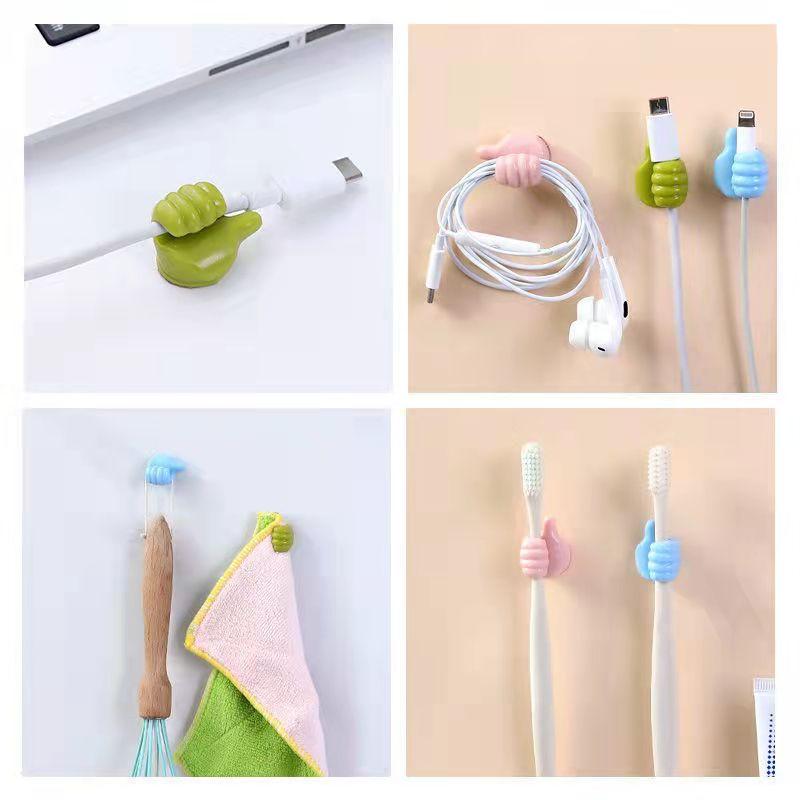 8PCS Creative Wire Holder Cable Organizer Wall Hook Strong and Seamless Non-punching Hub Storage Clip Multi-functional Paste Hook Towel Rack