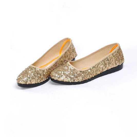 Old Beijing Cloth Shoes Fashion Sequined Flat Women's Single Shoes Soft Sole Mother Shoes Pedal Lazy Shoes