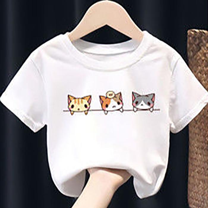 Summer Kids Cute Printing T Shirts Short Sleeve Tops Korean Style O-neck Loose T Shirts For Children Girls and Boys