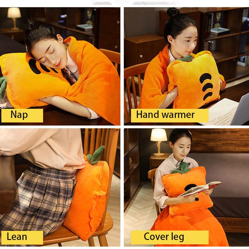 Office Throw Pillow Quilt Dual-use Napping Pillow Three-in-one Multifunctional Coral Fleece Soft Breathable Small Blanket Car Decoration Cute Pillow