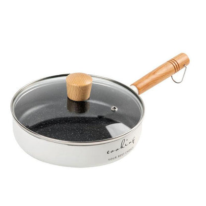 Mai Rice Stone Ceramic Small Frying Pan Wok Cooking Household Pot Flat Non-stick Pot Kitchen Utensils with Cover