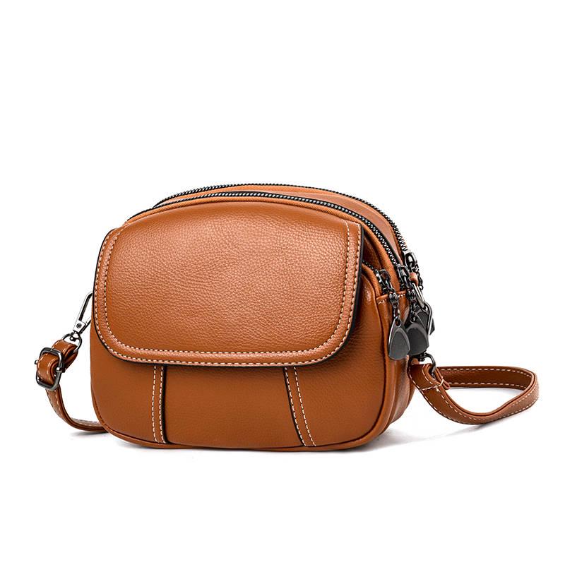 Round Crossbody Bag Women Red Leather  Waterproof Zipper Large Capacity Tote Bag Shoulder Bags