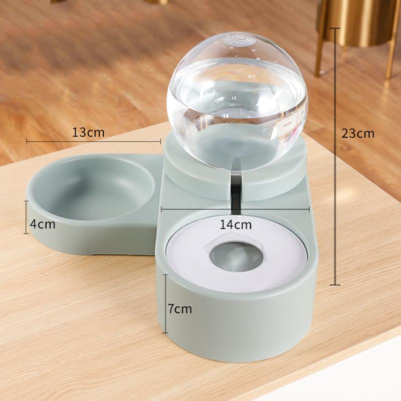 Pet Cat Dog Automatic Feeding Drinking Bowl Double Bowl Water Dispenser Anti-overturn Food Feeding Water Storage 1.8L