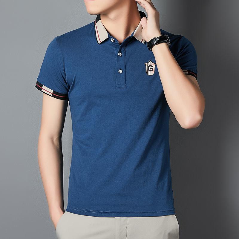 Summer Short-sleeved Polo Shirt Men's Lapel T-shirt Slim Trend Young and Middle-aged Short-sleeved Tops