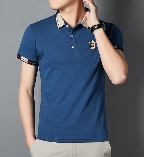 Summer Short-sleeved Polo Shirt Men's Lapel T-shirt Slim Trend Young and Middle-aged Short-sleeved Tops