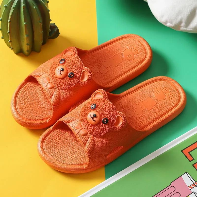 Women's Home Slippers Summer Indoor Bath Couple Bathroom Non-slip Unisex Sandals and Slippers Cute Bear Flip Flops