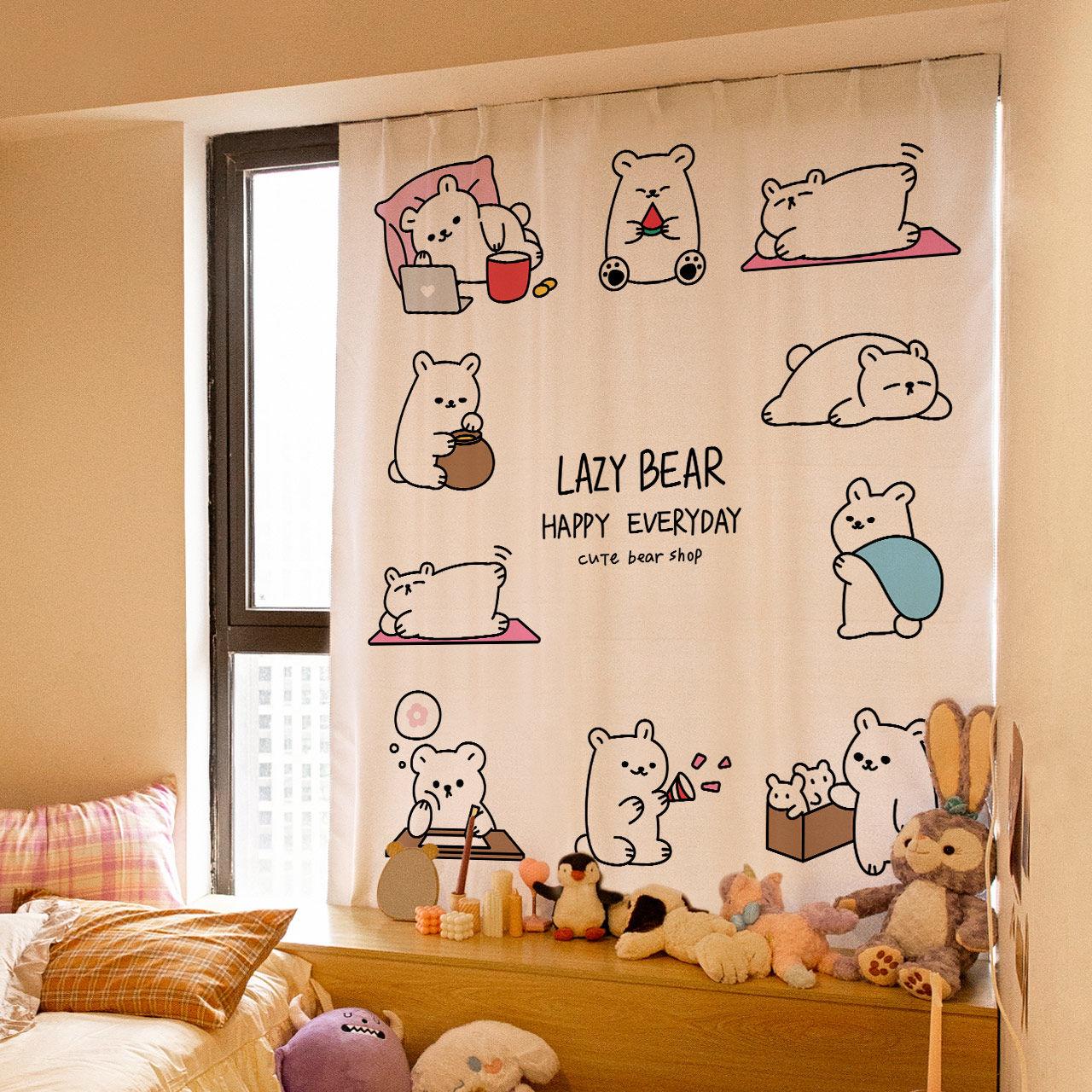 Velcro Self-adhesive Curtains Bedroom Curtains School Dormitory Curtains Kindergarten Comics Shade Curtains