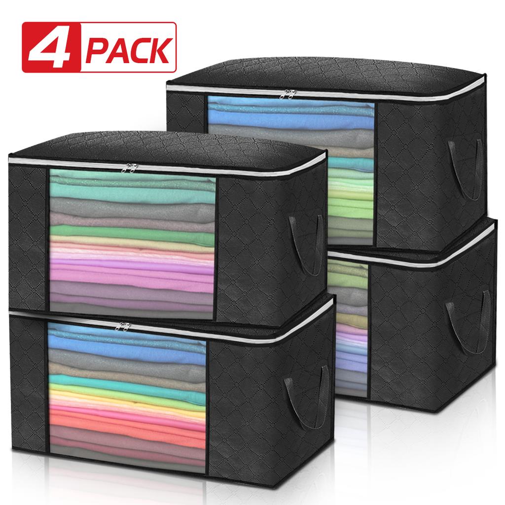 4Pcs/Set Clothes Quilt Storage Bag Blanket Closet Sweater Organizer Box Sorting Pouches Clothes Cabinet Container Travel Home