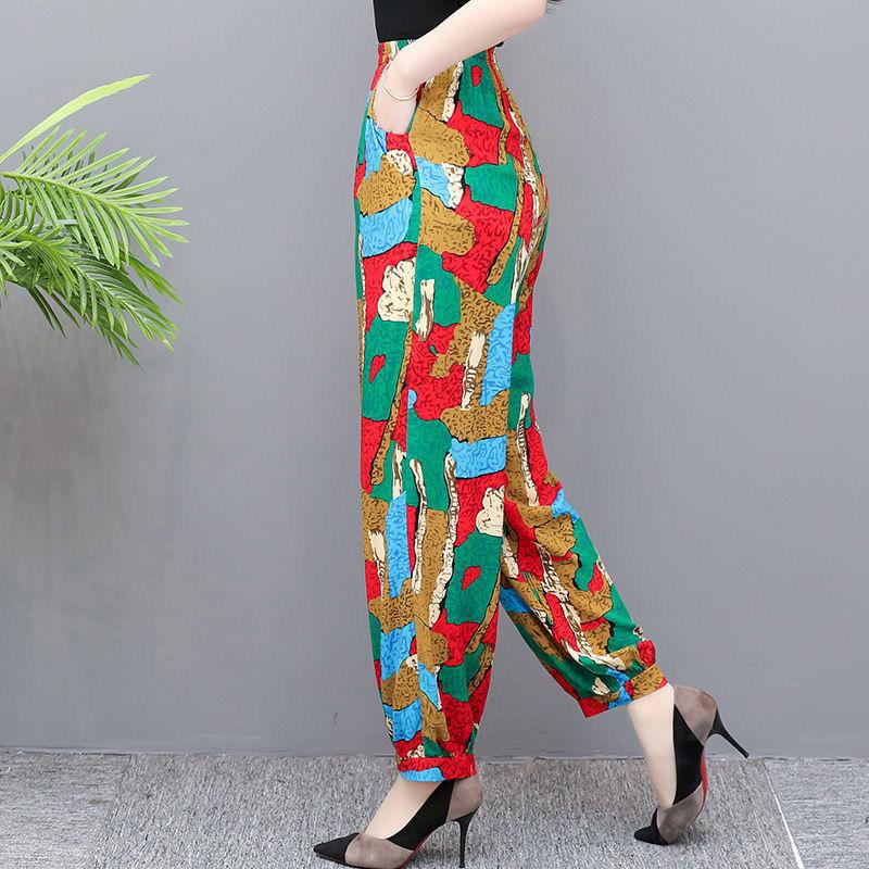 Wide-leg Plus Size Bloomers Spring and Summer Casual Pants Middle-aged and Elderly High-waist Anti-mosquito Loose Trousers