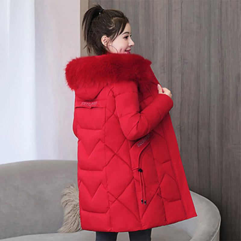 Women's Mid-length Down Jacket Winter Korean Loose Cotton Clothes Casual Hooded Padded Jacket Quilted Jacket